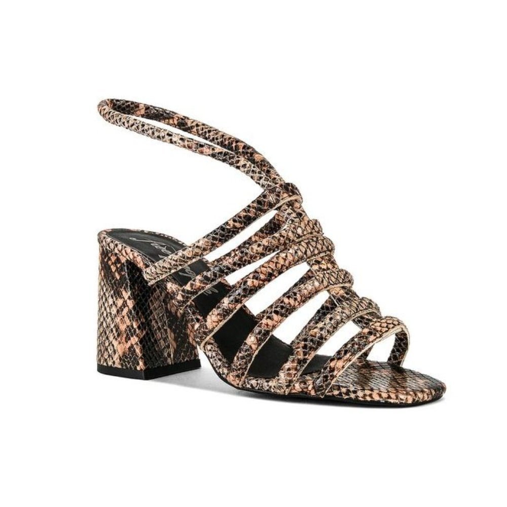 Free People Colette Cinched Heel Python Print Leather Strappy Sling Back NIB